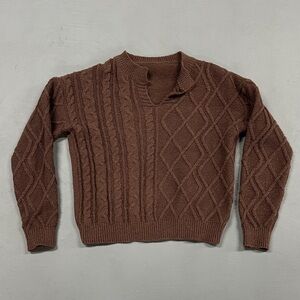 Chocolate Brown Cable Knit Sweater